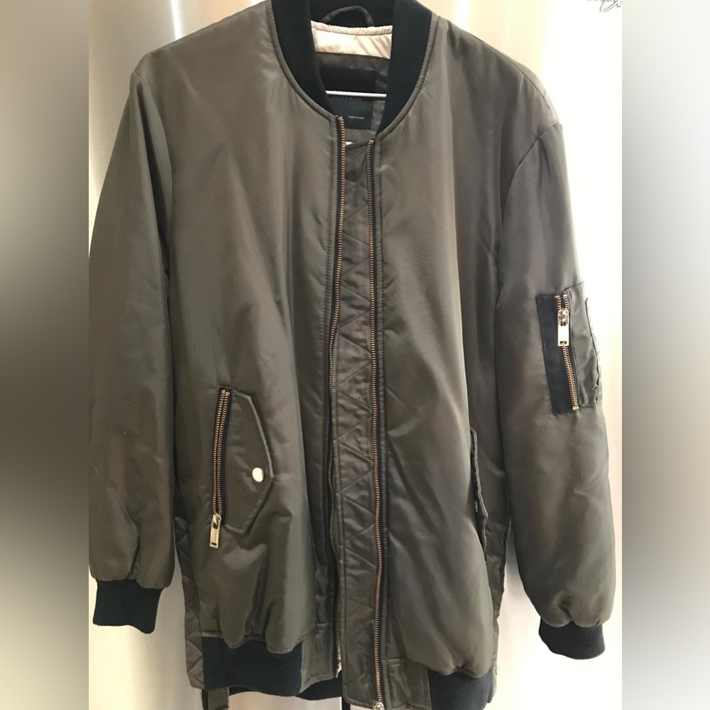 Zara Women's Long Bomber Jacket